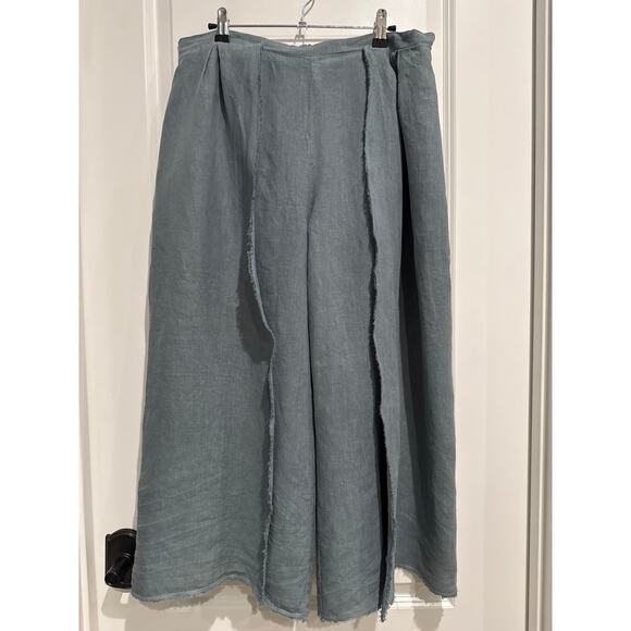 MSRP $120 KRISA Revolve Split Front Linen Palazzo Pants Size L | SAME DAY SHIP - Picture 3 of 5